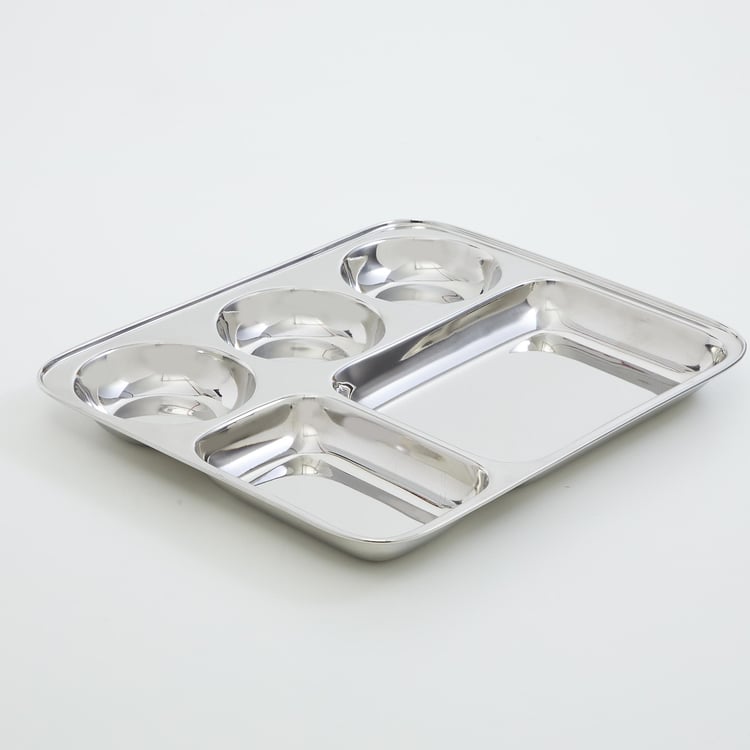 Blaze Stainless Steel 5-Partition Plate - 33cm