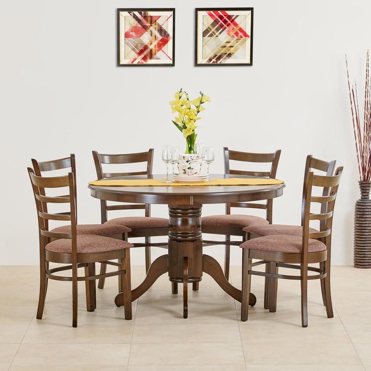 Cleo Rubber Wood 6-Seater Dining Table - Brown