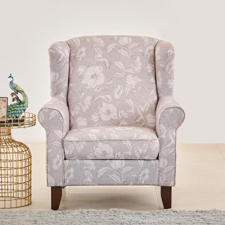 Botanical Fabric 1-Seater Sofa - Beige