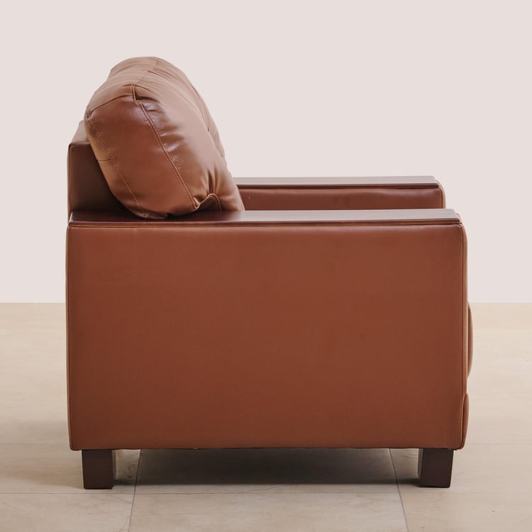 Walter Half Leather 1-Seater Sofa - Dark Tan