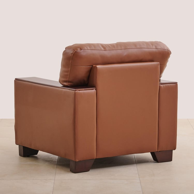 Walter Half Leather 1-Seater Sofa - Dark Tan