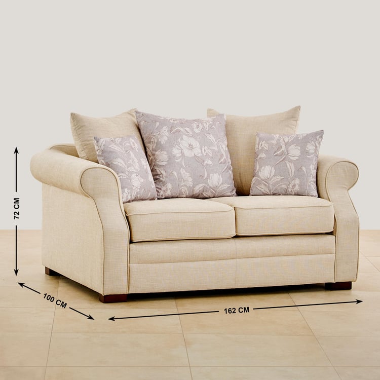 Botanical Fabric 2-Seater Sofa - Beige