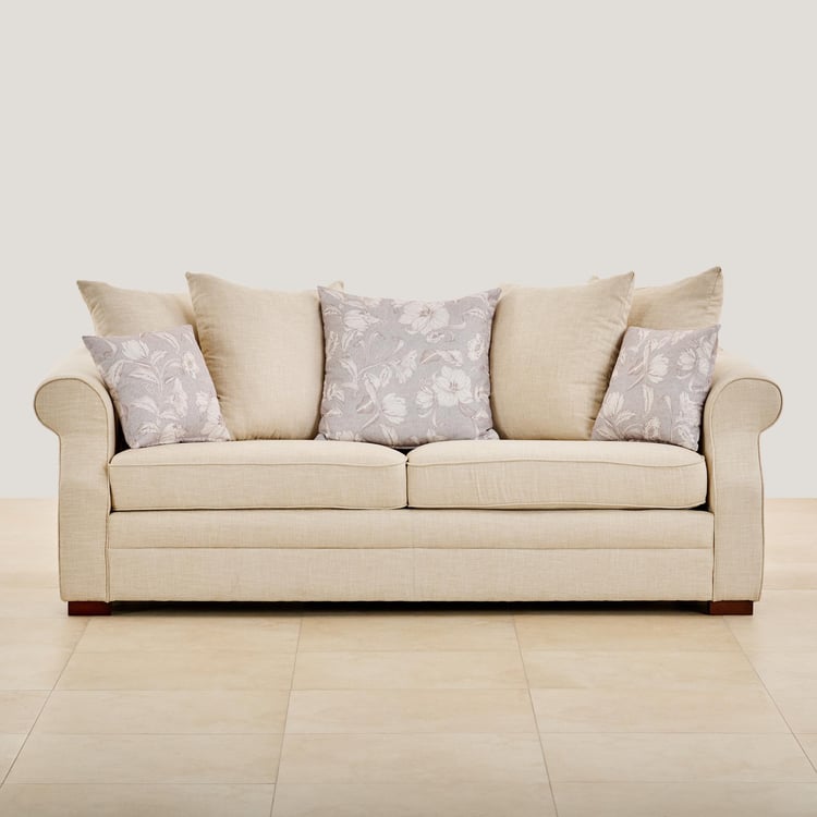 Botanical Fabric 3-Seater Sofa - Beige