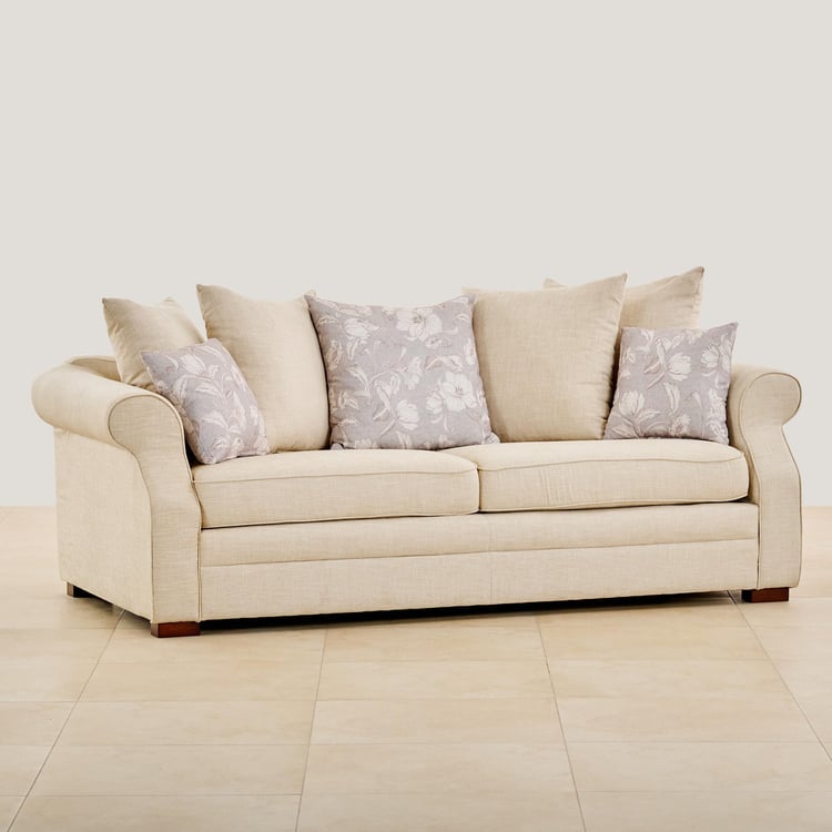 Botanical Fabric 3-Seater Sofa - Beige