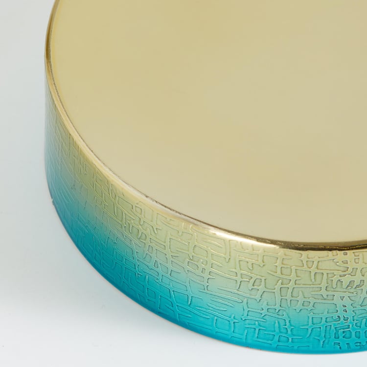 Panama Gold And Blue Colourblock Steel Round Soap Dish