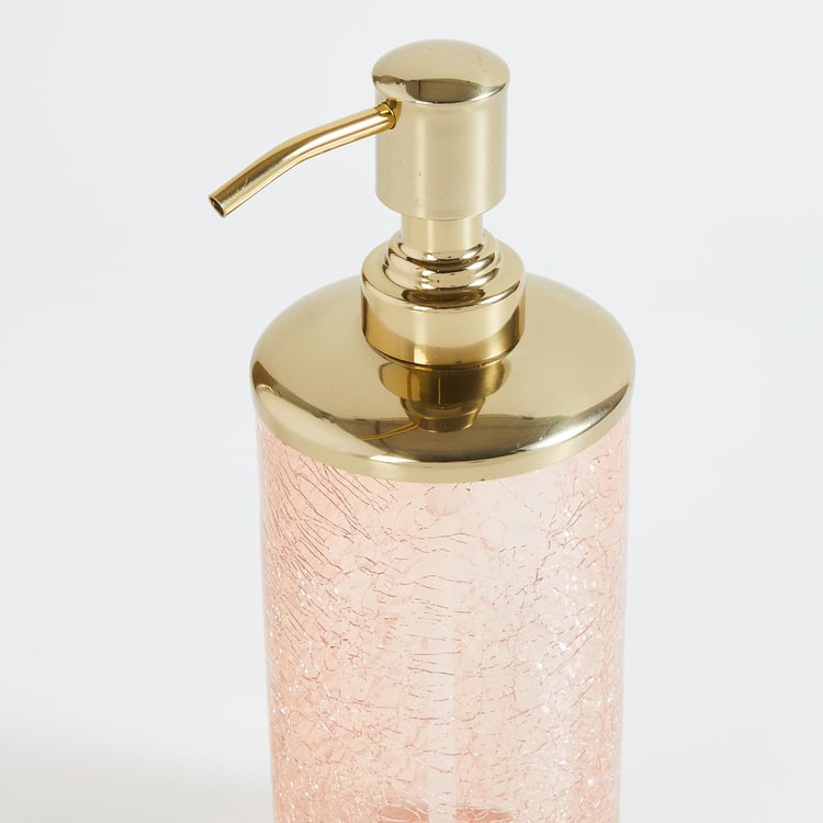 Panama Glass Crackled Soap Dispenser, Pink