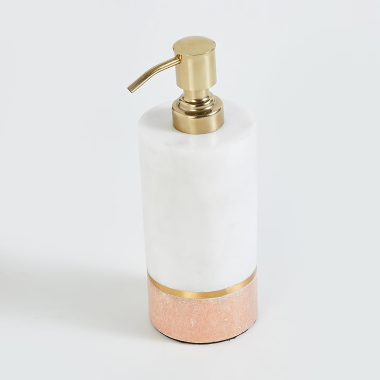 Panama Marble Colourblock Soap Dispenser, White