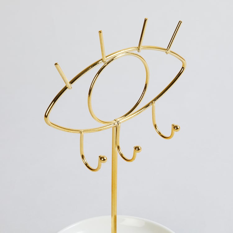 Modern Luxe Metal and Ceramic Eye Jewellery Stand