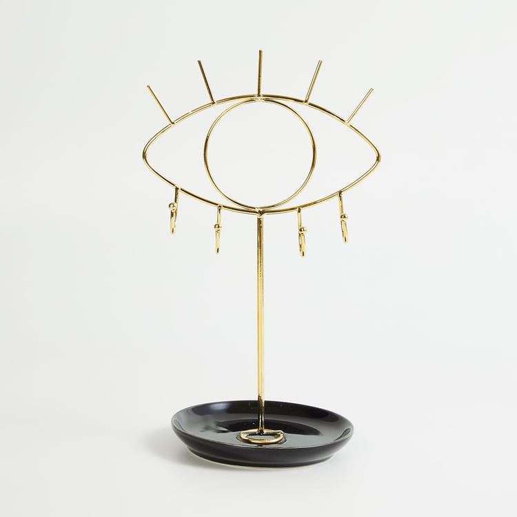 Modern Luxe Gold Solid Eye-Shaped Ceramic Jewellery Stand