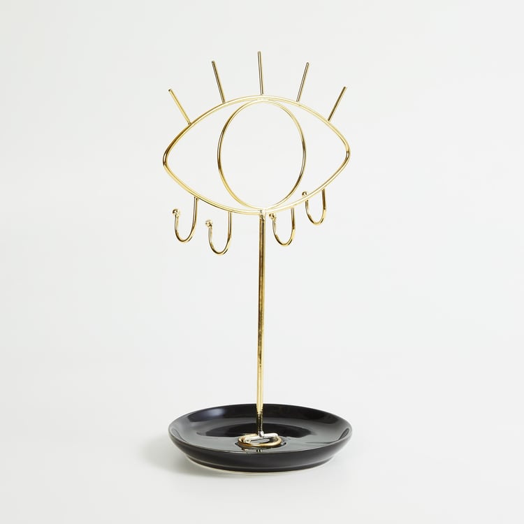 Modern Luxe Gold Solid Eye-Shaped Ceramic Jewellery Stand