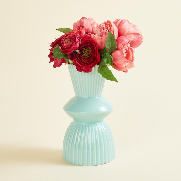 Modern Luxe Mint Blue Textured Ceramic Vase