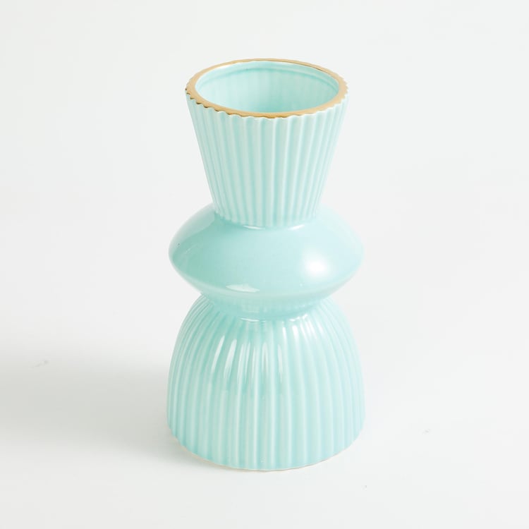 Modern Luxe Mint Blue Textured Ceramic Vase