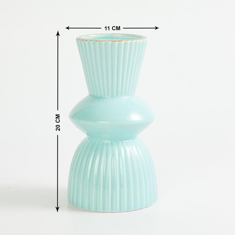 Modern Luxe Mint Blue Textured Ceramic Vase