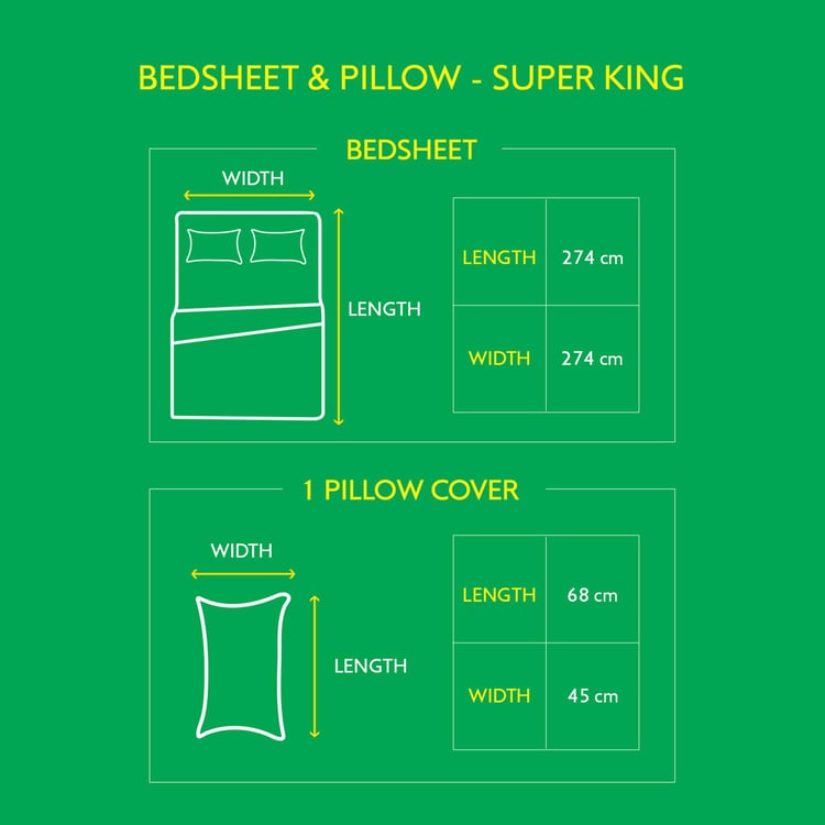 UNITED COLORS OF BENETTON Boutique Cotton 210TC Checked 3Pcs Super King Bedsheet Set