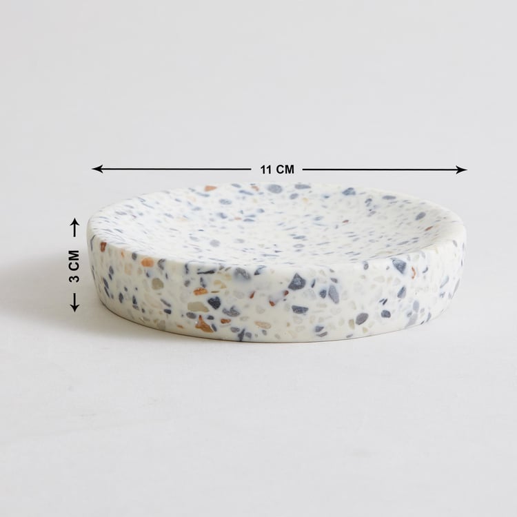 Marshmallow White Printed Oval Polyresin Freestanding Soap Dish