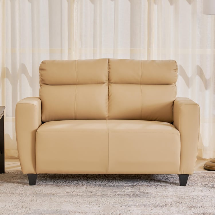 Helios Emily Faux Leather 2-Seater Sofa - Beige