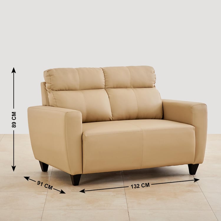 Helios Emily Faux Leather 2-Seater Sofa - Beige