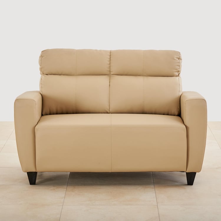 Helios Emily Faux Leather 2-Seater Sofa - Beige