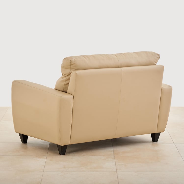 Helios Emily Faux Leather 2-Seater Sofa - Beige