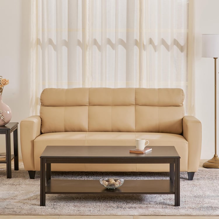 Helios Emily Faux Leather 3-Seater Sofa - Beige