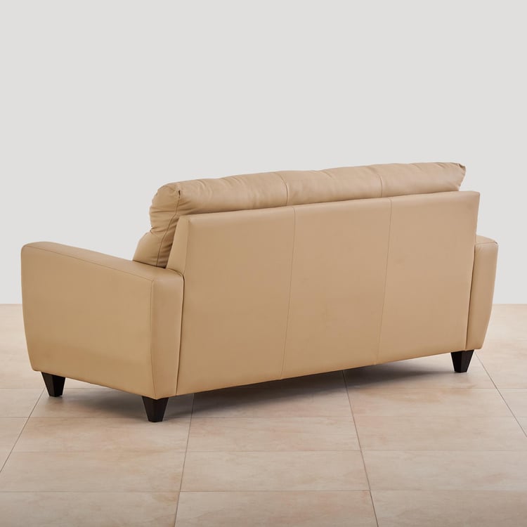 Helios Emily Faux Leather 3-Seater Sofa - Beige