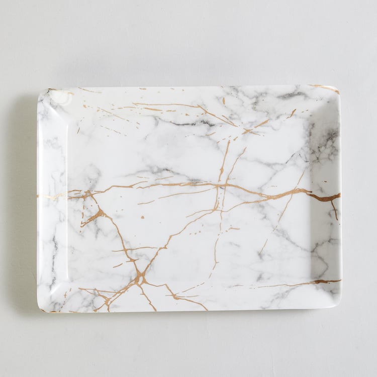 Razzle White Printed Melamine Rectangular Serving Tray - Set of 2