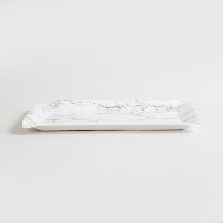 Razzle White Printed Melamine Rectangular Serving Tray - Set of 2