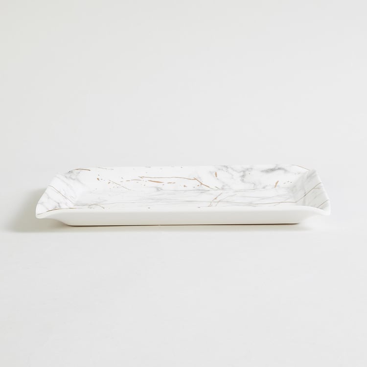 Razzle White Printed Melamine Rectangular Serving Tray - Set of 2