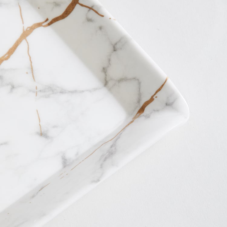 Razzle White Printed Melamine Rectangular Serving Tray - Set of 2