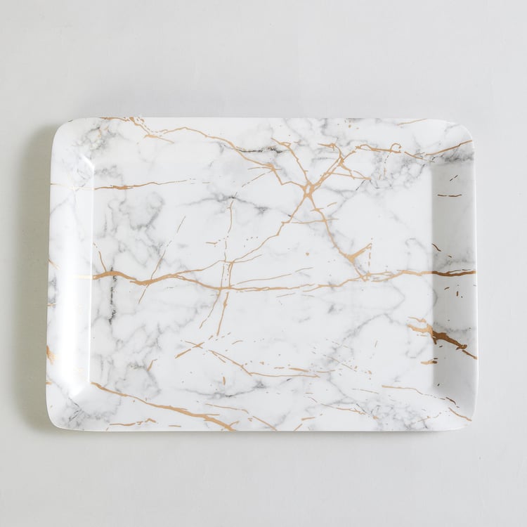 Razzle White Printed Melamine Rectangular Serving Tray - Set of 2