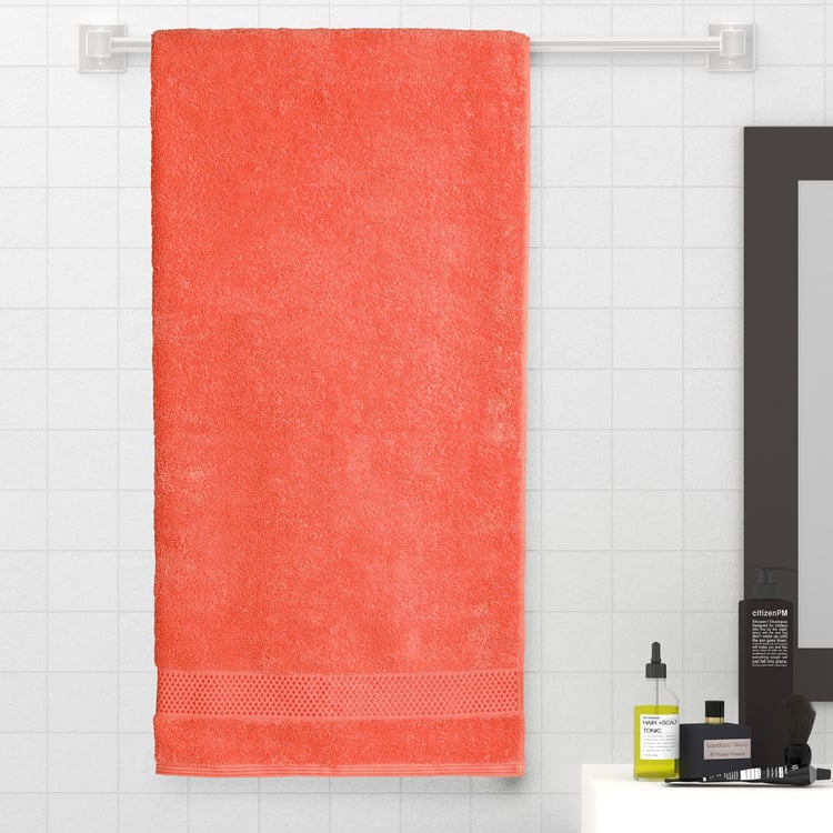 SPACES Atrium Plus Peach Striped Cotton Bath Towel - 75x150cm