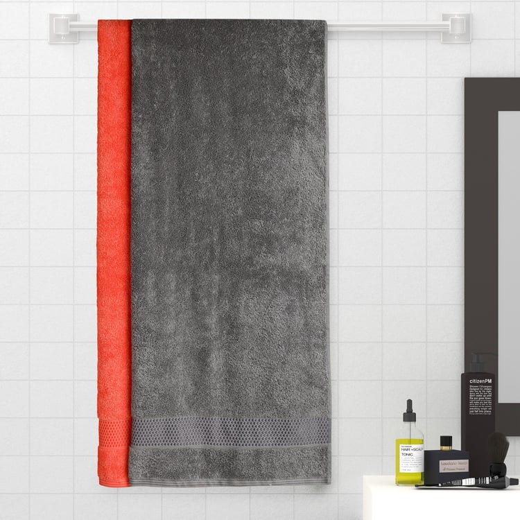 SPACES Atrium Plus Multicolour Textured Cotton Bath Towel - 70x150 cm- Set of 2