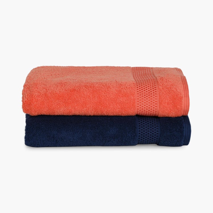 SPACES Atrium Plus Multicolour Solid Cotton Soft Bath Towel - 70x150cm - Set of 2