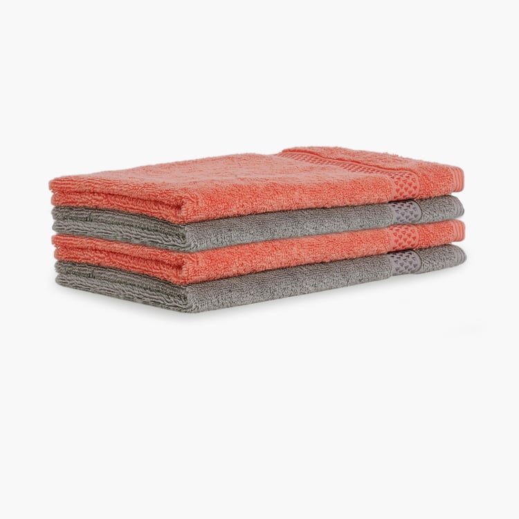 SPACES Atrium Plus Multicolour Textured Cotton Hand Towel - 40x60 cm - Set of 4