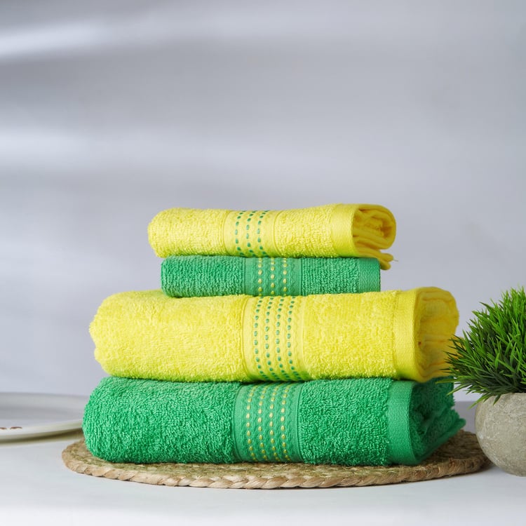 SPACES Bath Carnival Multicolour Textured Cotton Towel Set - Set of 4