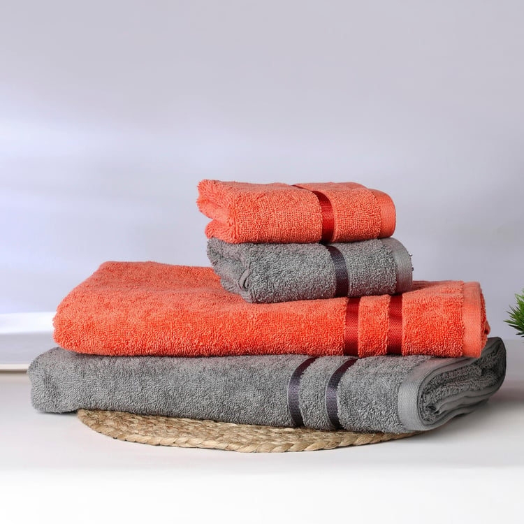 SPACES Atrium Multicolour Textured Cotton Towel Set - 4Pcs