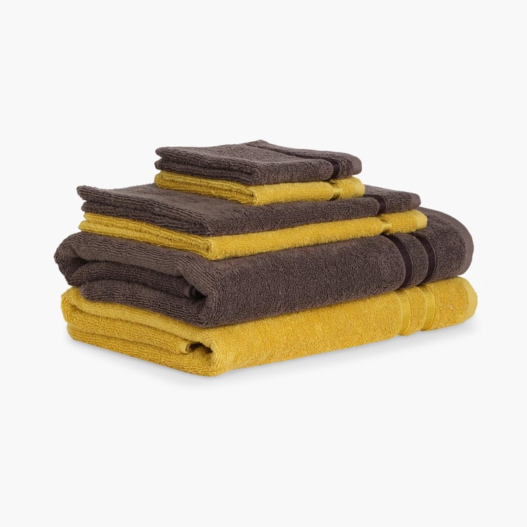 SPACES Atrium Multicolour Solid Cotton Towel Set - Set of 6