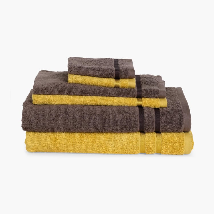 SPACES Atrium Multicolour Solid Cotton Towel Set - Set of 6