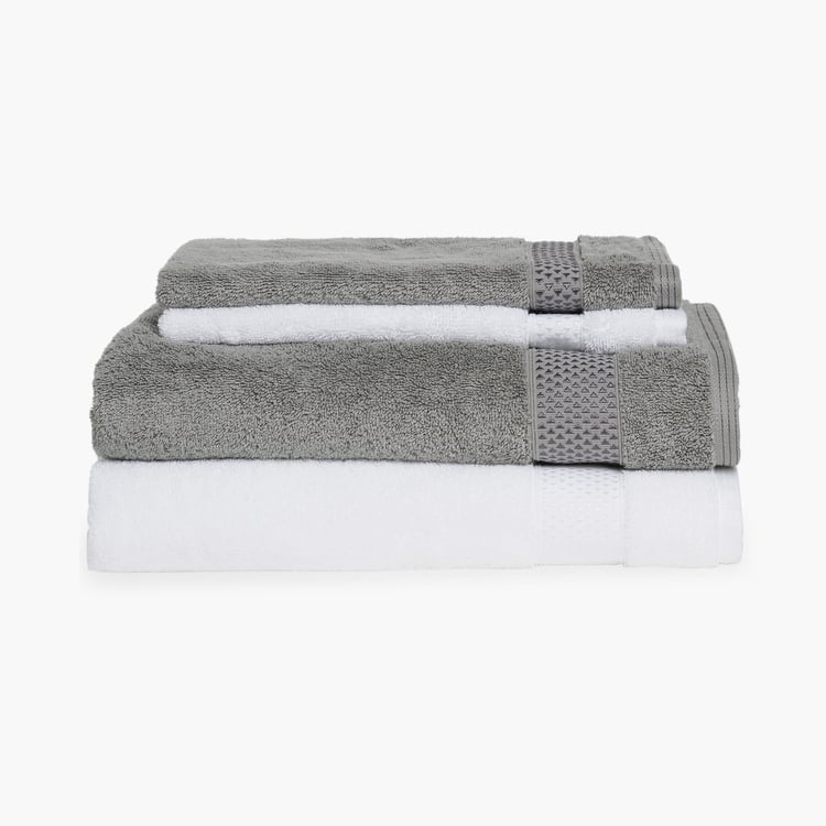 SPACES Atrium Plus Multicolour Textured Bath and Hand Cotton Towels - Set Of 4