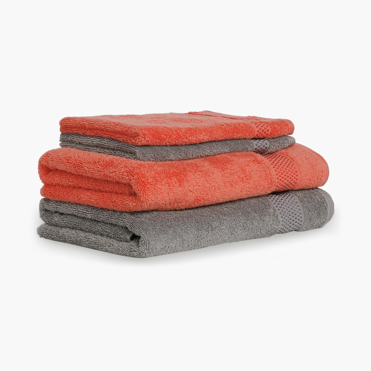 SPACES Atrium Plus Multicolour Textured Cotton Towel Set - 4Pcs