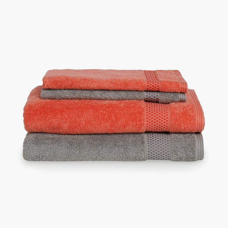 SPACES Atrium Plus Multicolour Textured Cotton Towel Set - 4Pcs