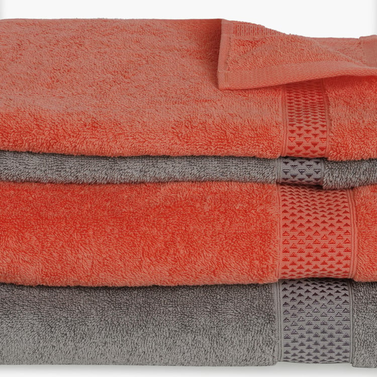 SPACES Atrium Plus Multicolour Textured Cotton Towel Set - 4Pcs