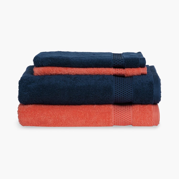 SPACES Atrium Plus Multicolour Textured Cotton Towel Set - Set of 4