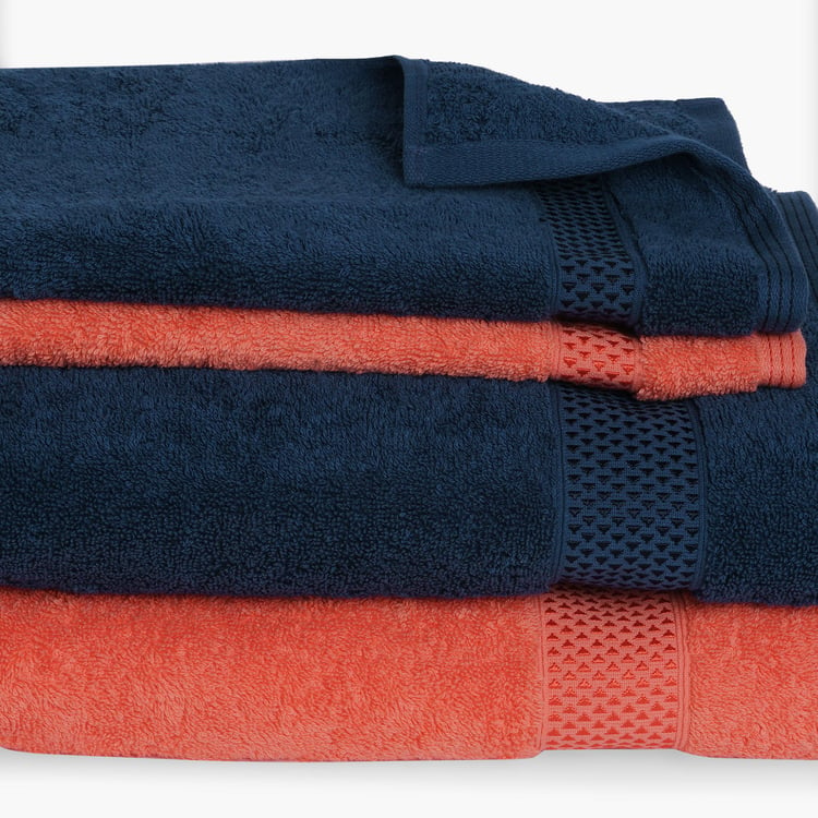 SPACES Atrium Plus Multicolour Textured Cotton Towel Set - Set of 4