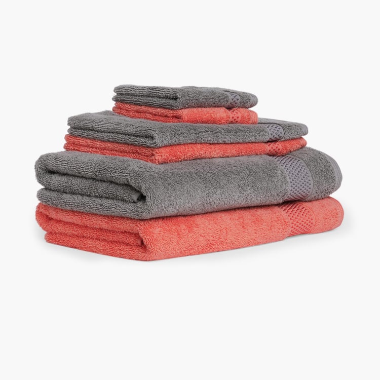 SPACES Atrium Plus Multicolour Textured Cotton Towel Set - Set of 6