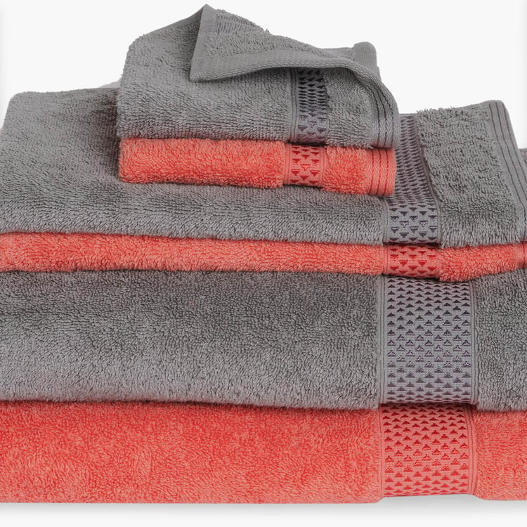 SPACES Atrium Plus Multicolour Textured Cotton Towel Set - Set of 6