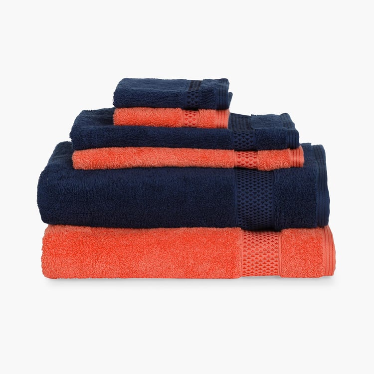 SPACES Atrium Plus Multicolour Textured Cotton Towel Set - Set of 6