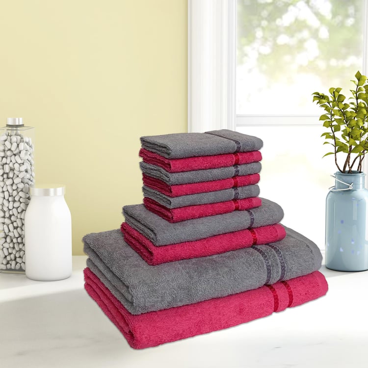 SPACES Seasons Multicolour Textured Cotton Towel Set - Set of 10