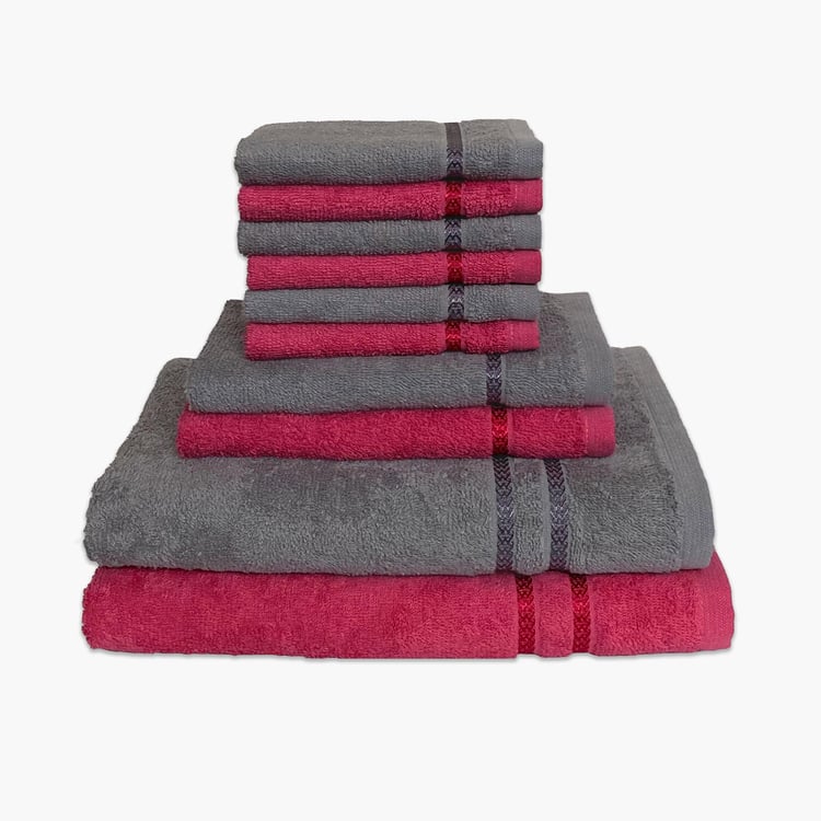 SPACES Seasons Multicolour Textured Cotton Towel Set - Set of 10