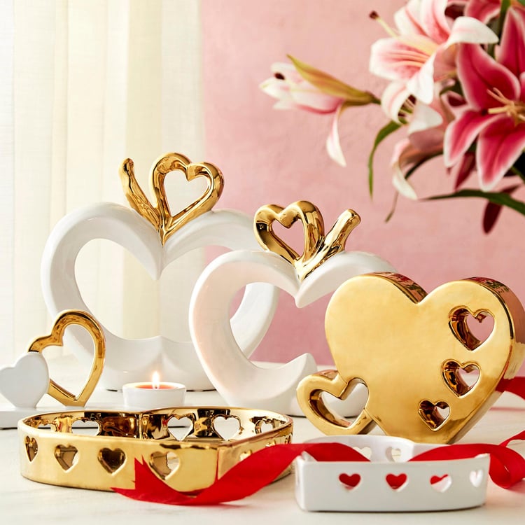 Love Forever Ceramic Heart T-Light Holders